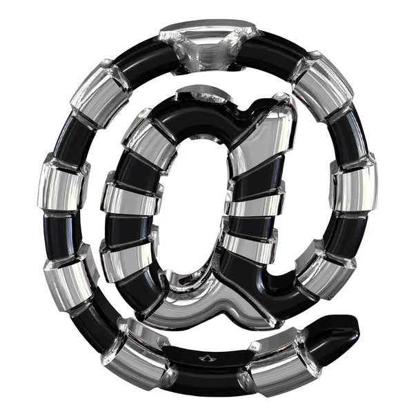 Black 3d symbol with silver straps