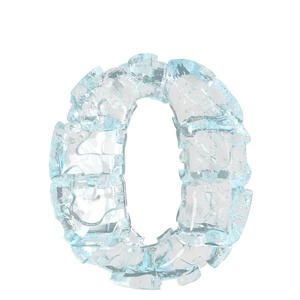 3d symbol made of transparent ice. letter o