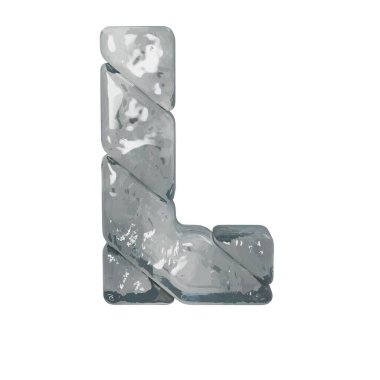 3D symbols made of gray ice. letter l