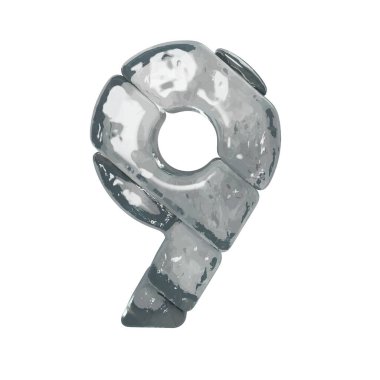 3D symbols made of gray ice. number 9