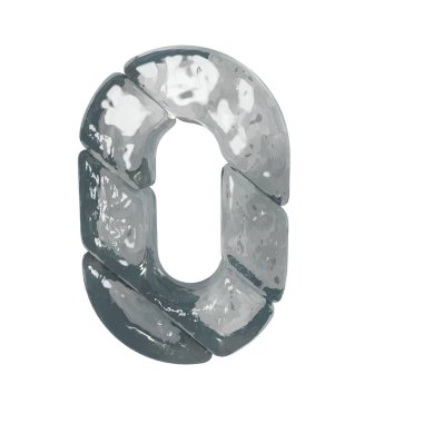 3D symbols made of gray ice. number 0