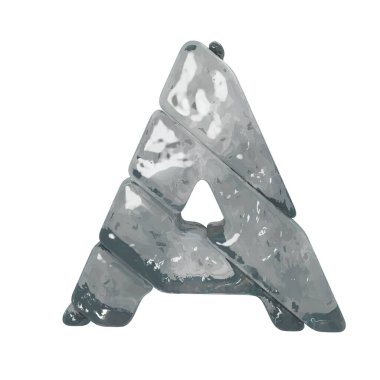 3D symbols made of gray ice. letter a