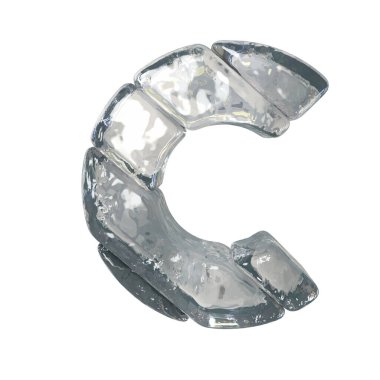 3D symbols made of gray ice. letter c