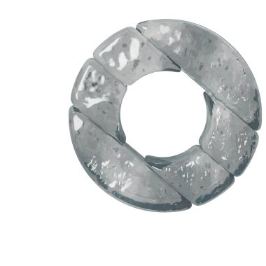 3D symbols made of gray ice. letter o