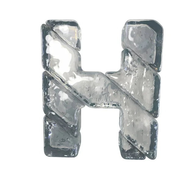 3D symbols made of gray ice. letter h