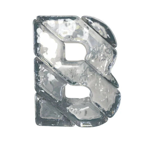 3D symbols made of gray ice. letter b