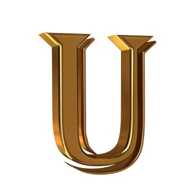 3D symbol made of gold. letter u