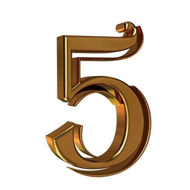 3D symbol made of gold. number 5