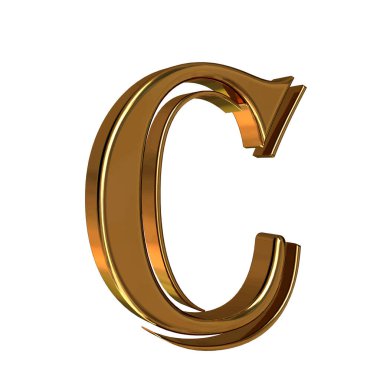 3D symbol made of gold. letter c
