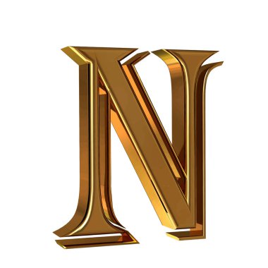 3D symbol made of gold. letter n