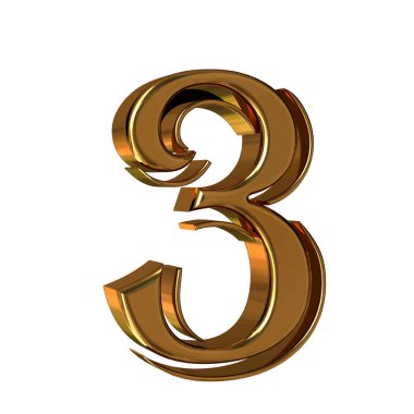 3D symbol made of gold. number 3