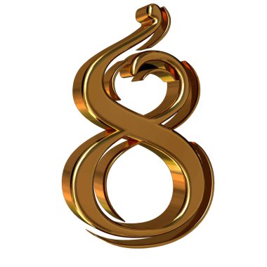 3D symbol made of gold. number 8
