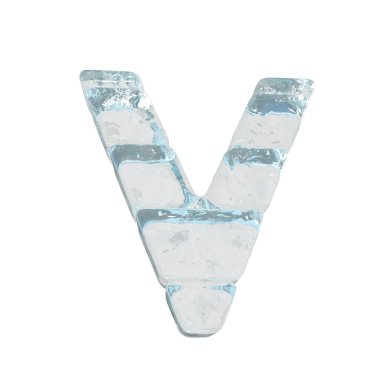 Ice 3d symbol made of horizontal blocks. letter v