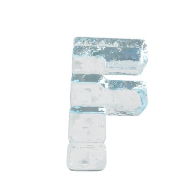 Ice 3d symbol made of horizontal blocks. letter f