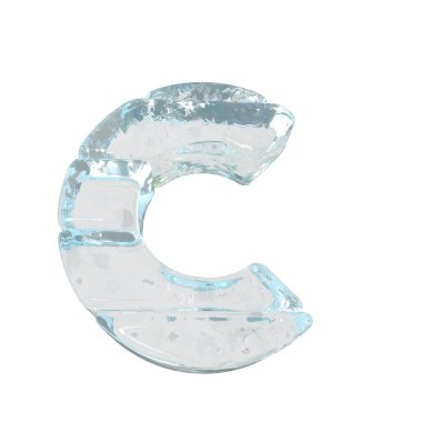 Ice 3d symbol made of horizontal blocks. letter c
