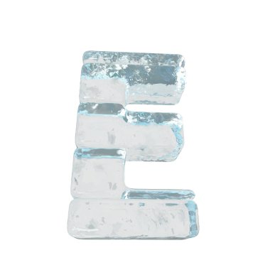 Ice 3d symbol made of horizontal blocks. letter e