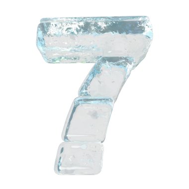 Ice 3d symbol made of horizontal blocks. number 7
