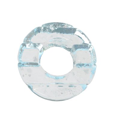 Ice 3d symbol made of horizontal blocks. letter o