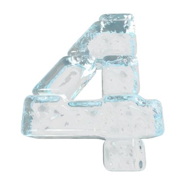 Ice 3d symbol made of horizontal blocks. number 4
