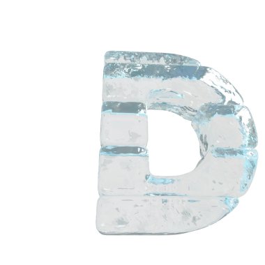 Ice 3d symbol made of horizontal blocks. letter d