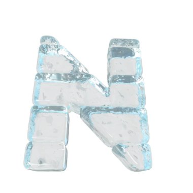 Ice 3d symbol made of horizontal blocks. letter n
