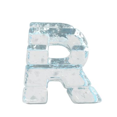 Ice 3d symbol made of horizontal blocks. letter r
