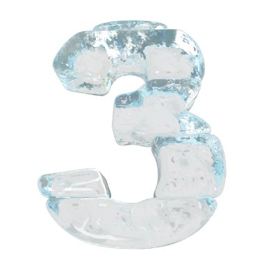 Ice 3d symbol made of horizontal blocks. number 3