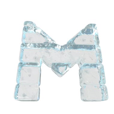 Ice 3d symbol made of horizontal blocks. letter m