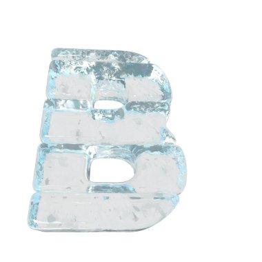 Ice 3d symbol made of horizontal blocks. letter b