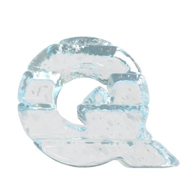 Ice 3d symbol made of horizontal blocks. letter q