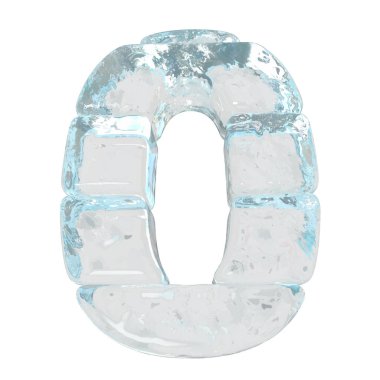 Ice 3d symbol made of horizontal blocks. number 0