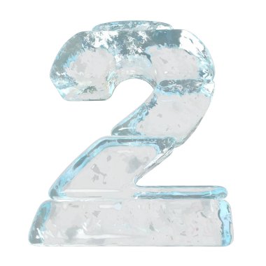 Ice 3d symbol made of horizontal blocks. number 2
