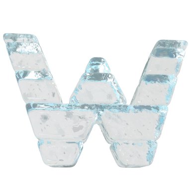 Ice 3d symbol made of horizontal blocks. letter w