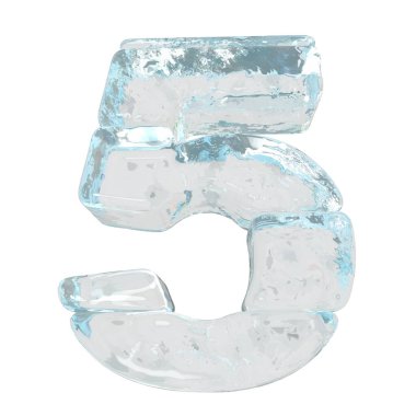 Ice 3d symbol made of horizontal blocks. number 5