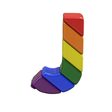 3D symbol in the colors of the LGBT flag. letter j