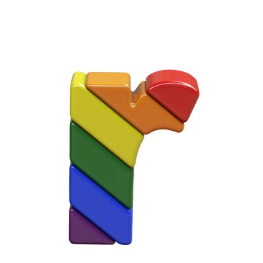 3D symbol in the colors of the LGBT flag. letter r