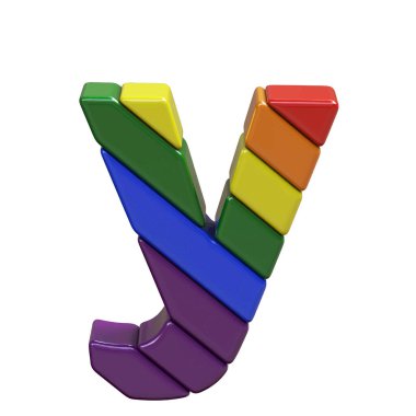 3D symbol in the colors of the LGBT flag. letter