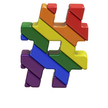 3D symbol in the colors of the LGBT flag