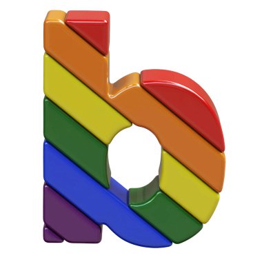3D symbol in the colors of the LGBT flag. letter b