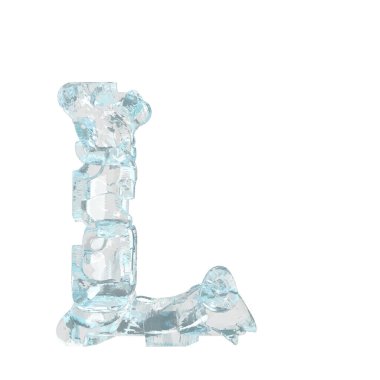 3d symbol made of broken ice. letter l