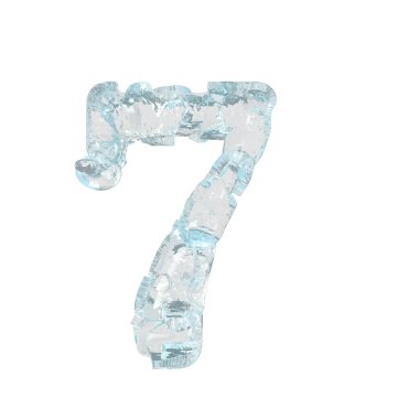 3d symbol made of broken ice. number 7