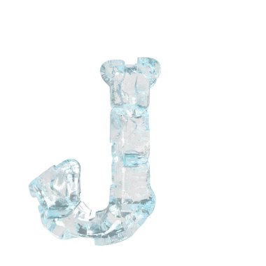 3d symbol made of broken ice. letter j