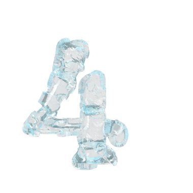 3d symbol made of broken ice. number 4