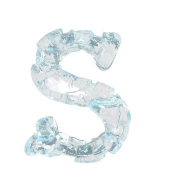3d symbol made of broken ice. letter s