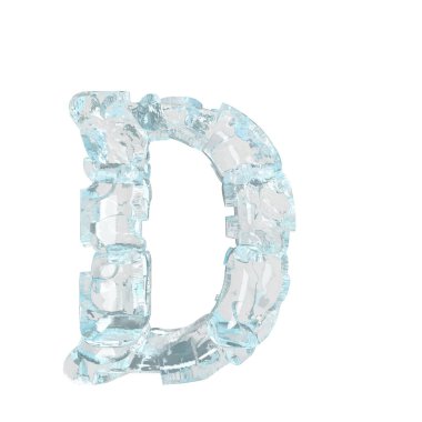 3d symbol made of broken ice. letter d