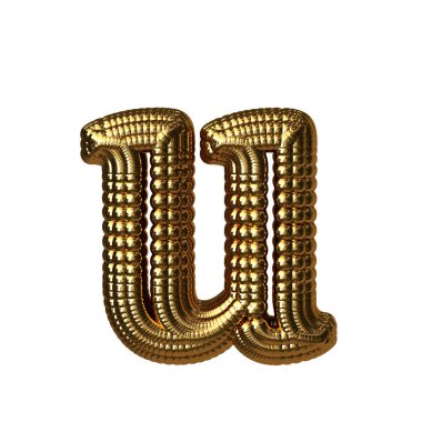 3D symbol made of gold spheres. letter u