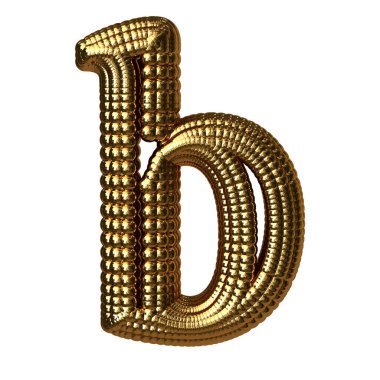 3D symbol made of gold spheres. letter b