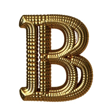 3D symbol made of gold spheres. letter b