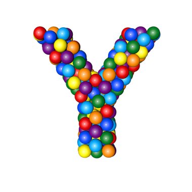 3d symbol from balls of rainbow colors. letter y