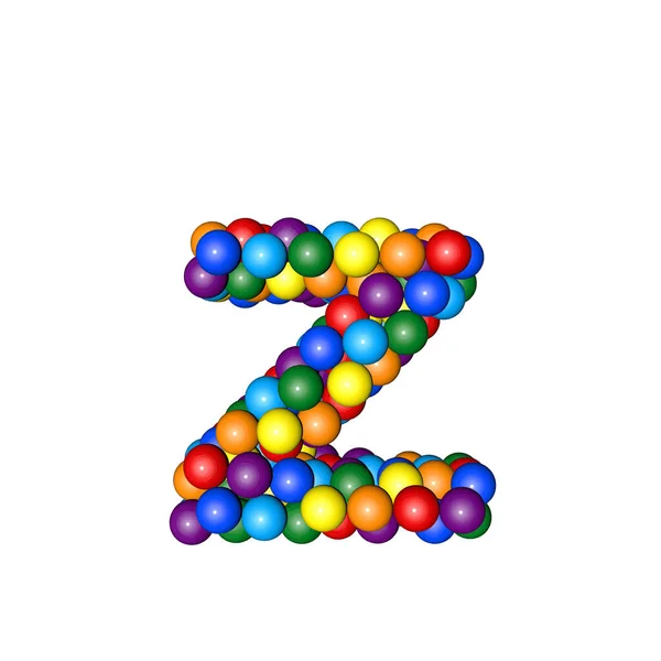 3d symbol from balls of rainbow colors. letter z
